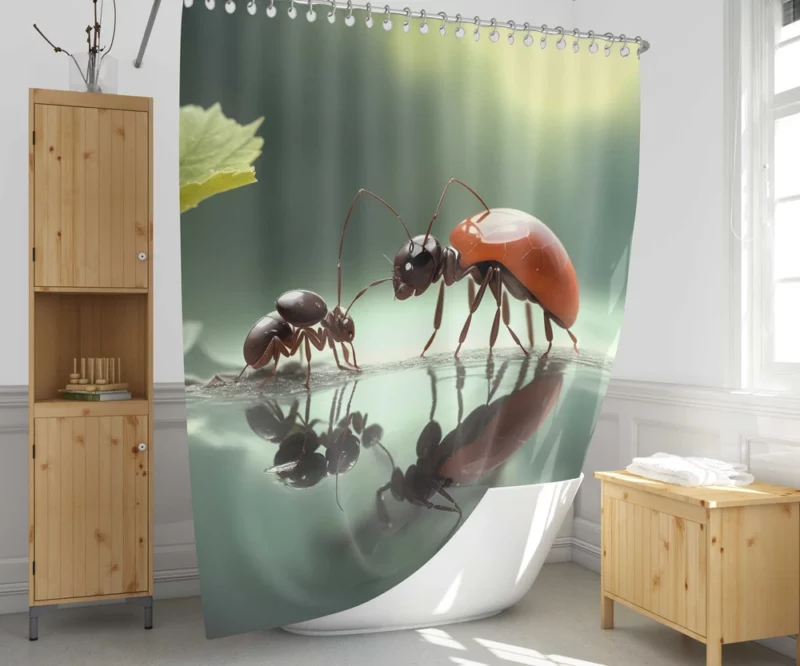 Ants and Flowers Digital Art Shower Curtain 1