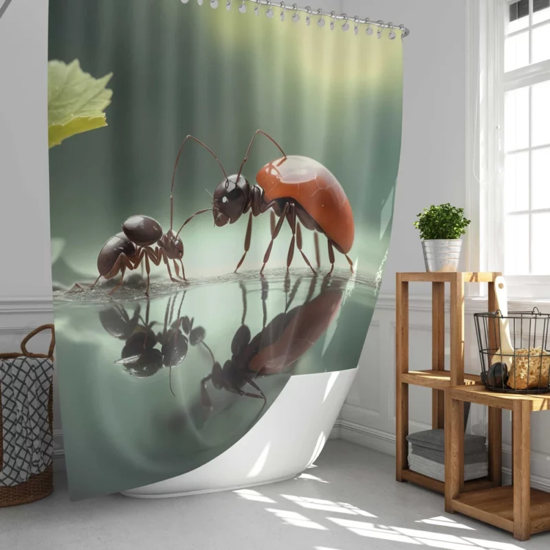 Ants and Flowers Digital Art Shower Curtain