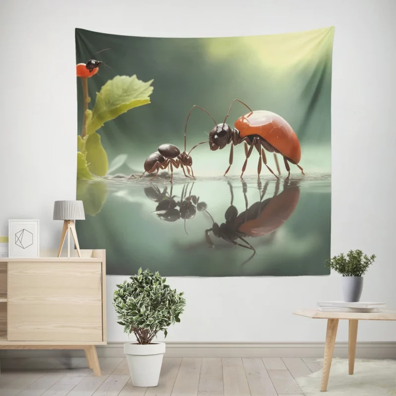 Ants and Flowers Digital Art Wall Tapestry
