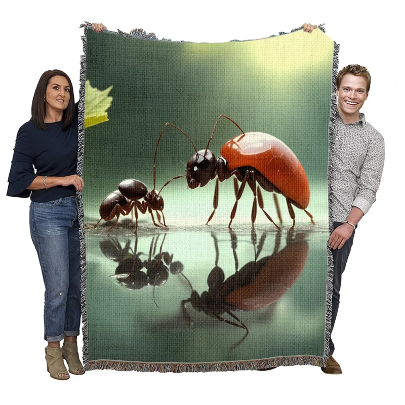 Ants and Flowers Digital Art Woven Blanket