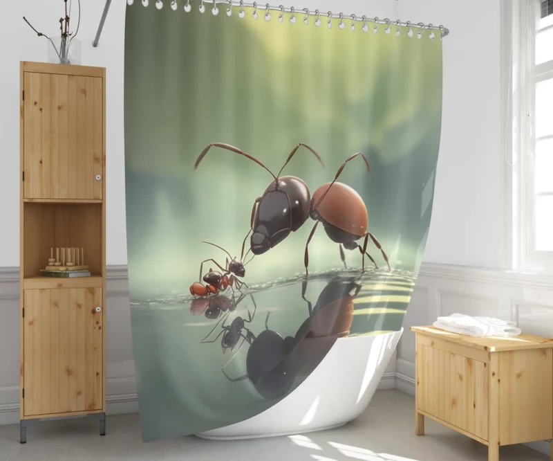 Ants in Flower Garden Shower Curtain 1