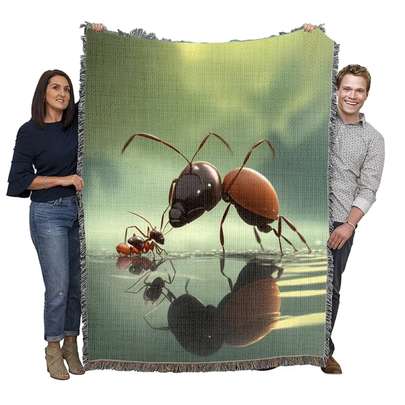 Ants in Flower Garden Woven Blanket