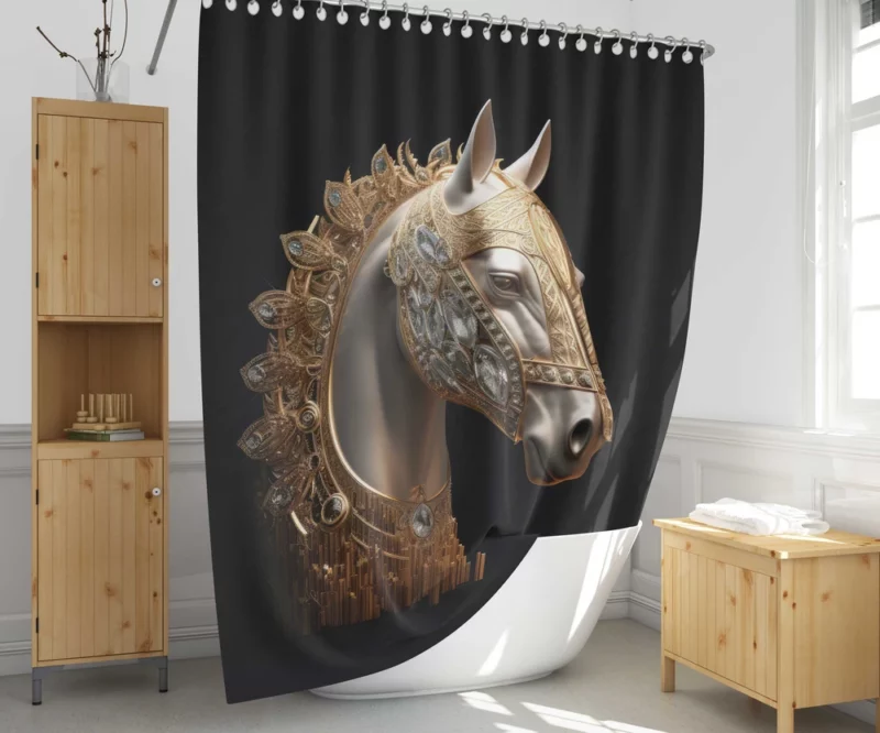 Arabic Calligraphy Horse Art Shower Curtain 1