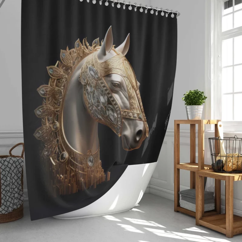 Arabic Calligraphy Horse Art Shower Curtain