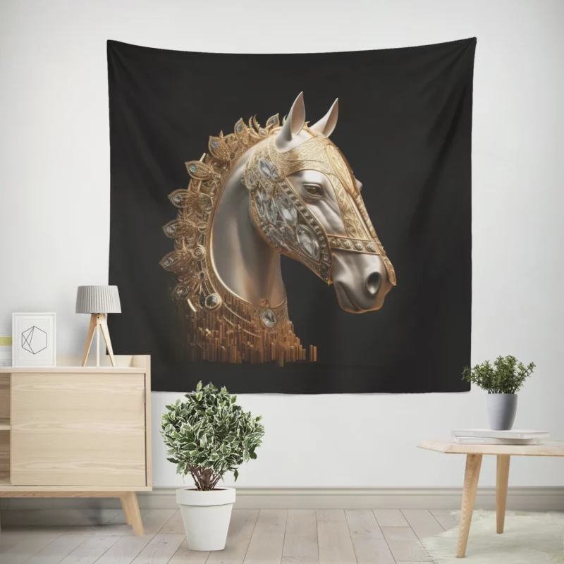 Arabic Calligraphy Horse Art Wall Tapestry