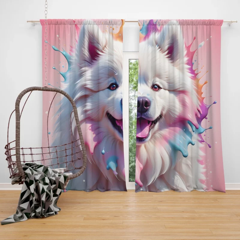 Arctic Elegance Samoyed Dog Curtain