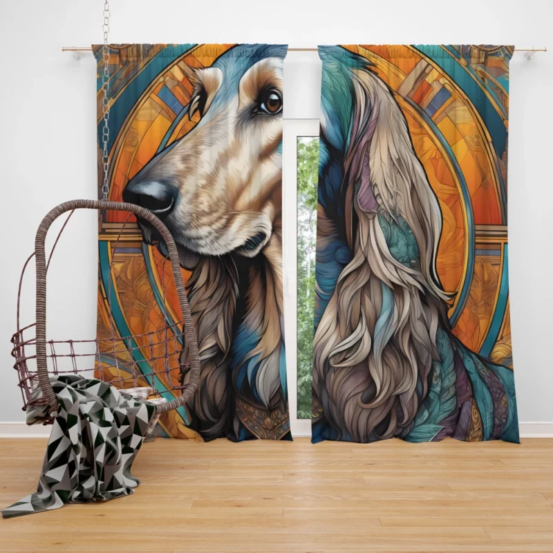 Aristocratic Allure Afghan Hound Dog Curtain