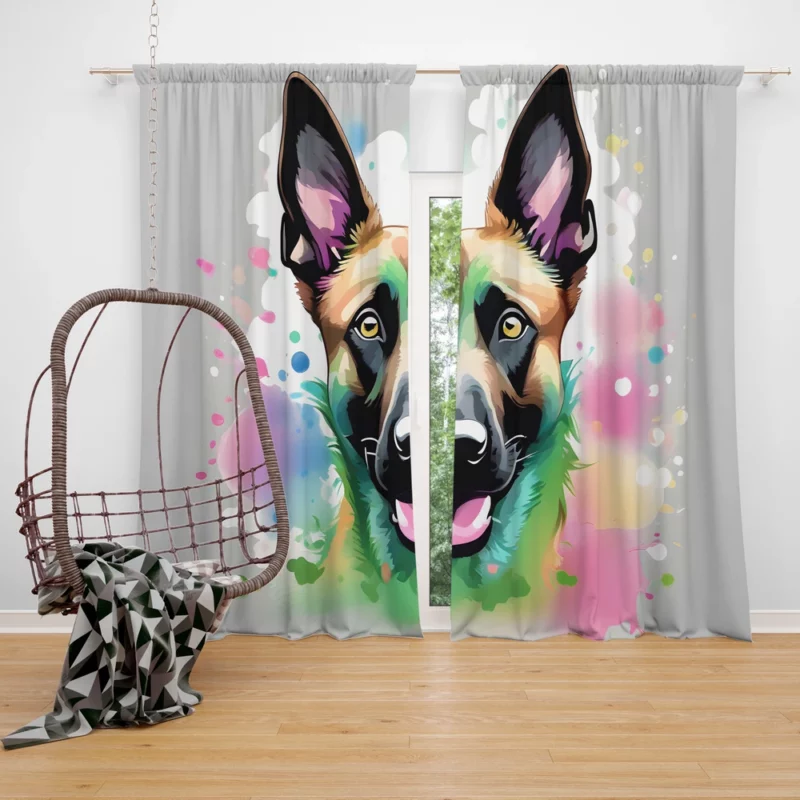 Athlete Belgian Malinois Dog Curtain