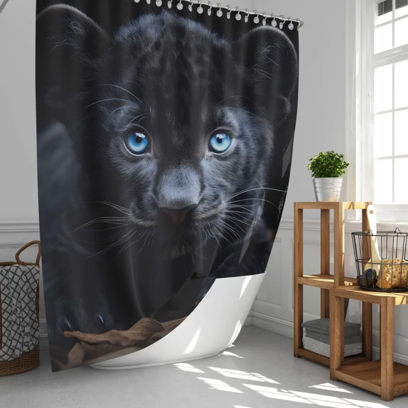 Baby Black Panther Cub Portrait Shower Curtain