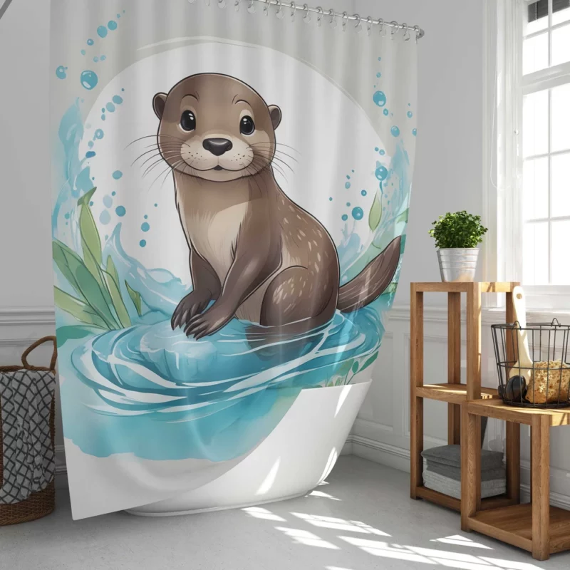 Baby Otter Animal Shower Curtain