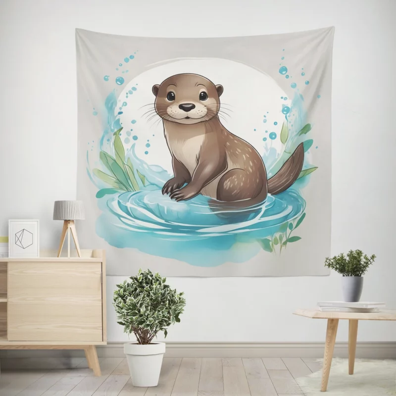 Baby Otter Animal Wall Tapestry