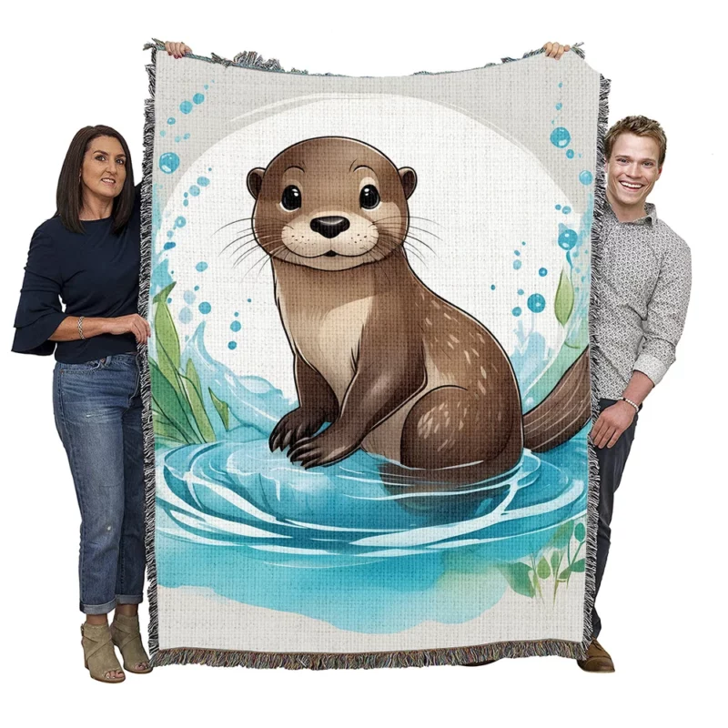 Baby Otter Animal Woven Blanket