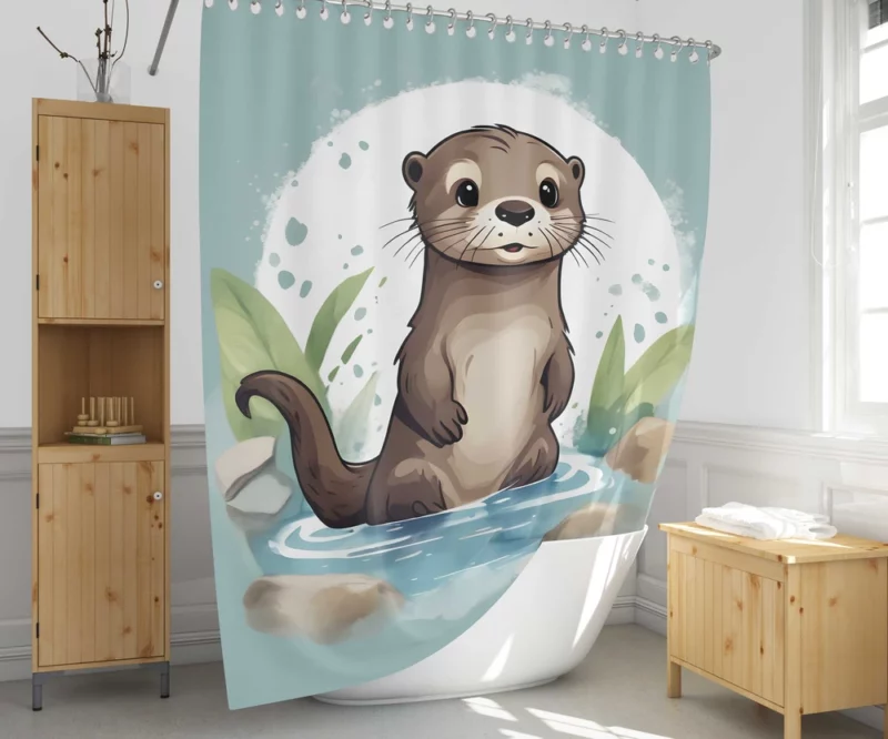 Baby Otter Design Shower Curtain 1