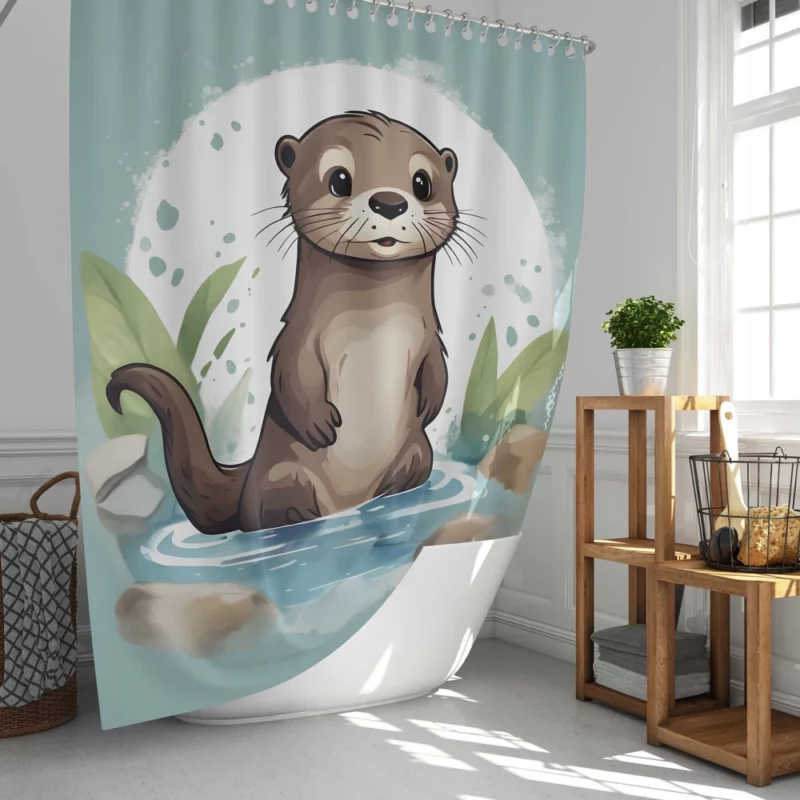 Baby Otter Design Shower Curtain