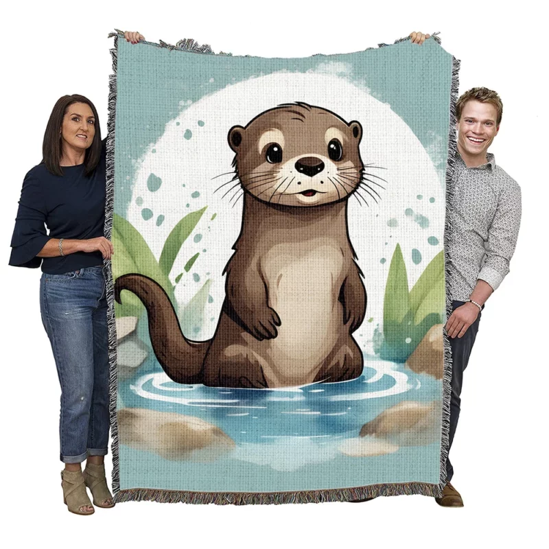 Baby Otter Design Woven Blanket