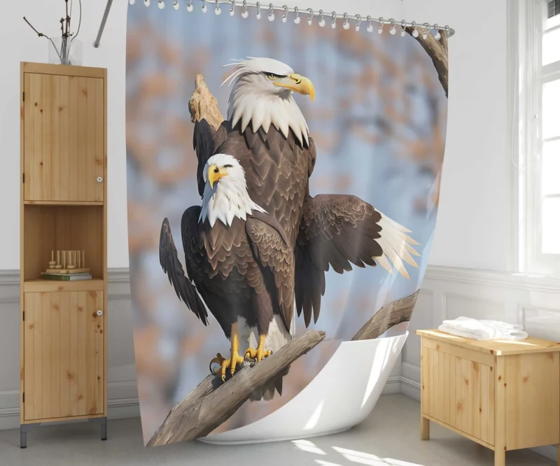 Bald Eagle Flying Vector Art Shower Curtain 1