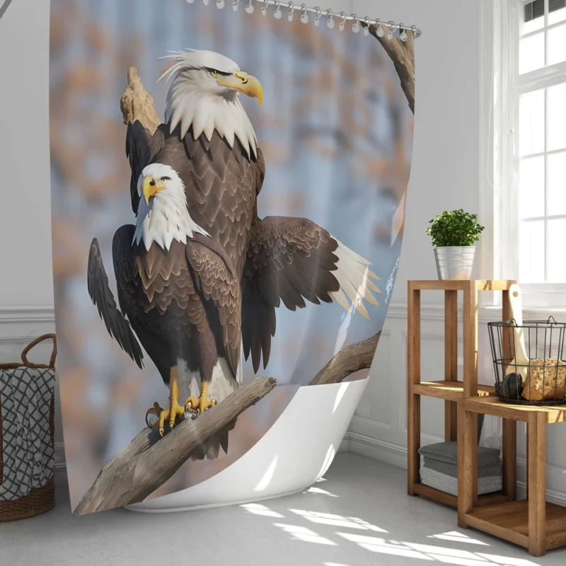 Bald Eagle Flying Vector Art Shower Curtain