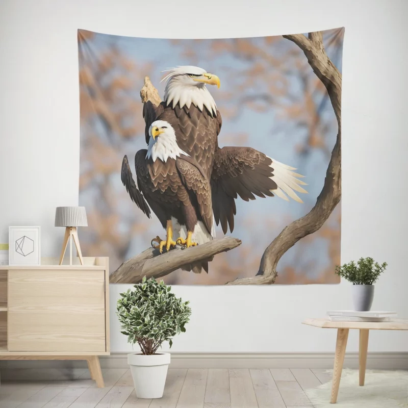 Bald Eagle Flying Vector Art Wall Tapestry