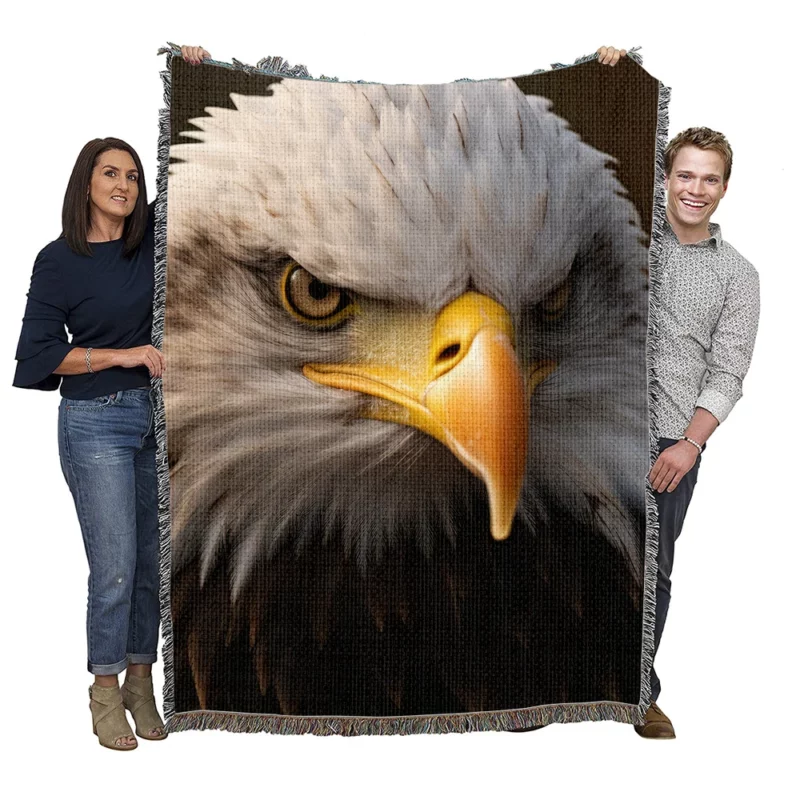 Bald Eagle Portrait Woven Blanket