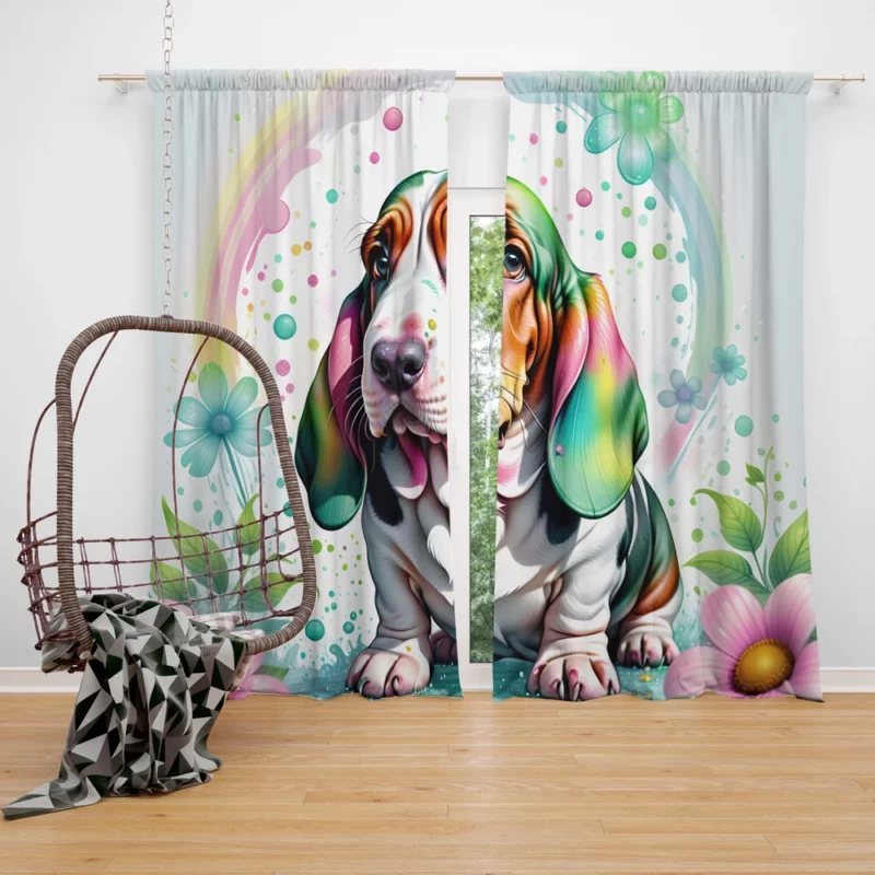 Basset Hound Charm Dog Endearing Spirit Curtain