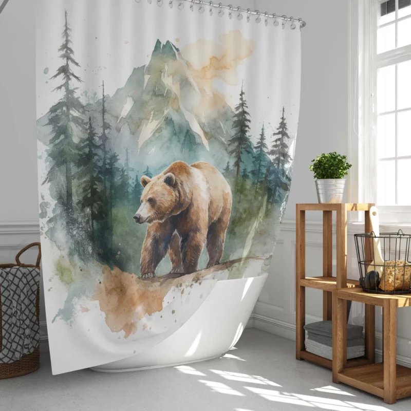 Bear Roaming the Woods Shower Curtain