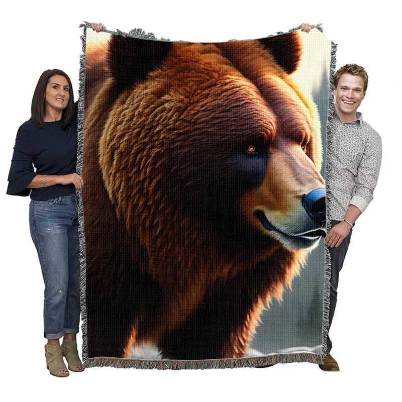 Bear and Dragon Fight Woven Blanket