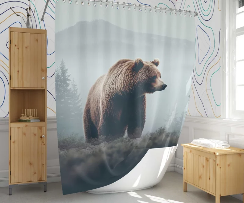 Bear in the Mountains Shower Curtain 1