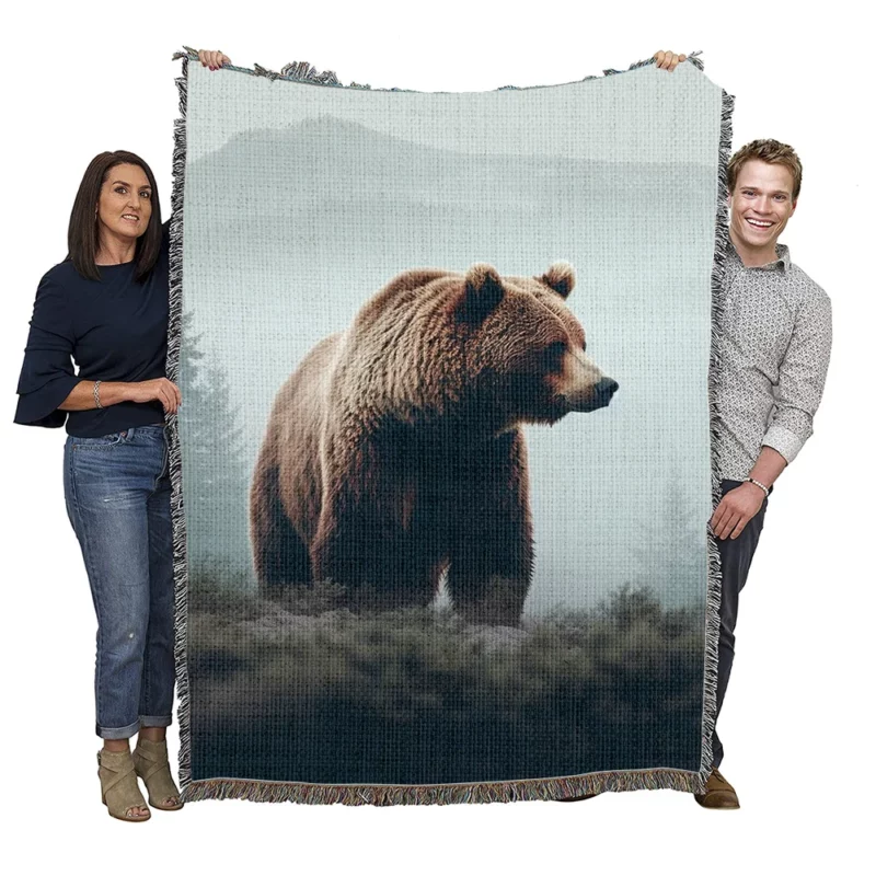 Bear in the Mountains Woven Blanket