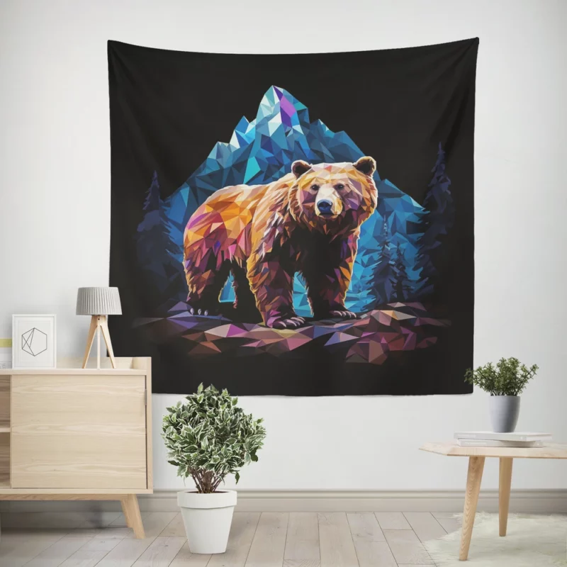 Bear in the Mountainscape Wall Tapestry