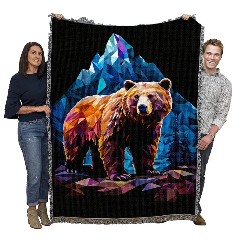 Bear in the Mountainscape Woven Blanket