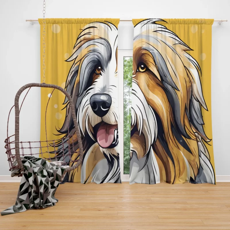 Bearded Collie Beauty Dog Elegant Companion Curtain