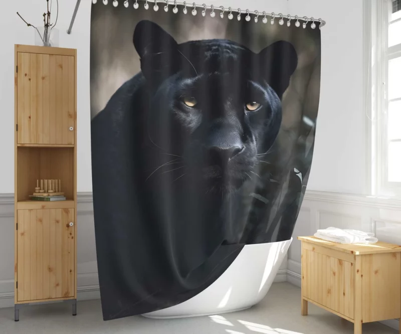 Beautiful Black Panther in Forest Shower Curtain 1