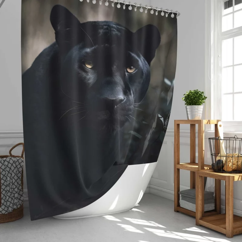 Beautiful Black Panther in Forest Shower Curtain