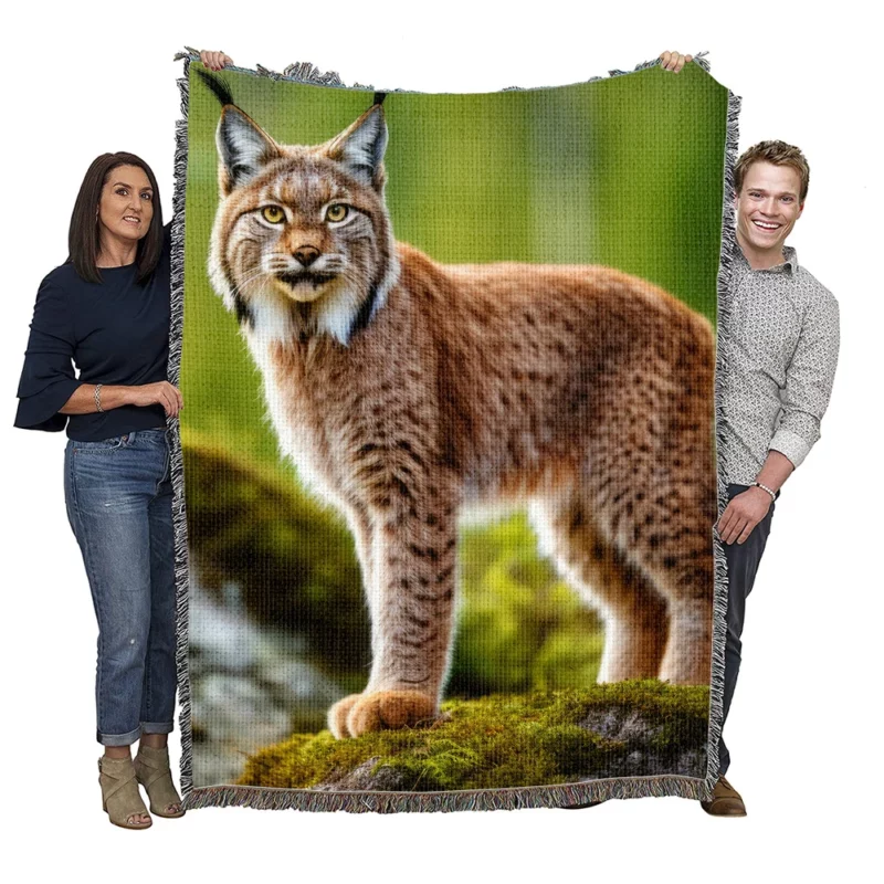 Beautiful Bobcat Artwork Woven Blanket