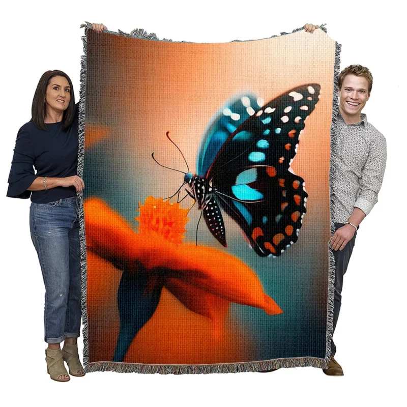 Beautiful Butterfly Photography Woven Blanket