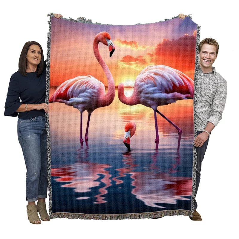 Beautiful Flamingos Woven Blanket