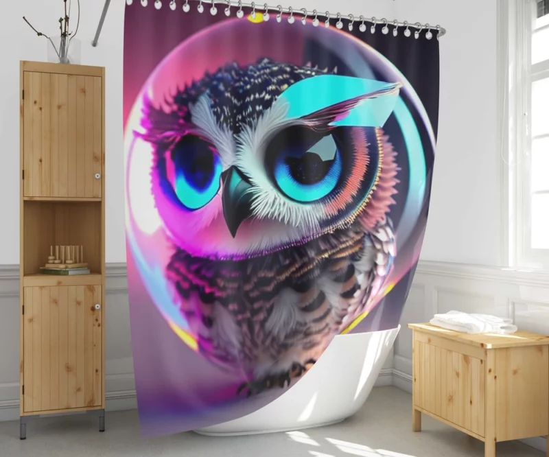 Beautiful Owl Bubble Art Shower Curtain 1