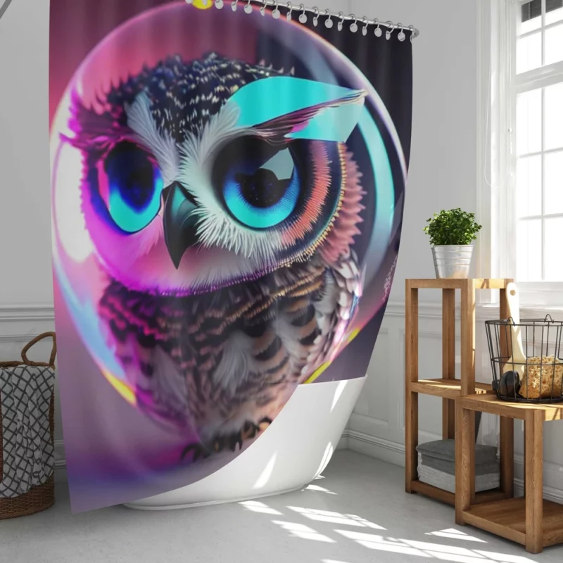 Beautiful Owl Bubble Art Shower Curtain