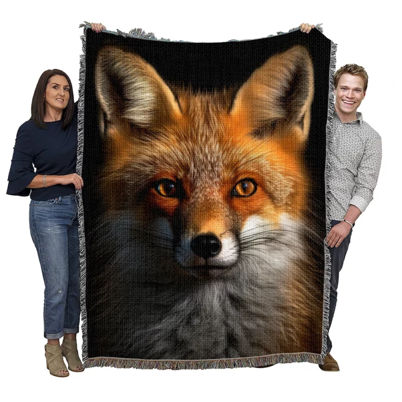Beautiful Red Fox Portrait Woven Blanket