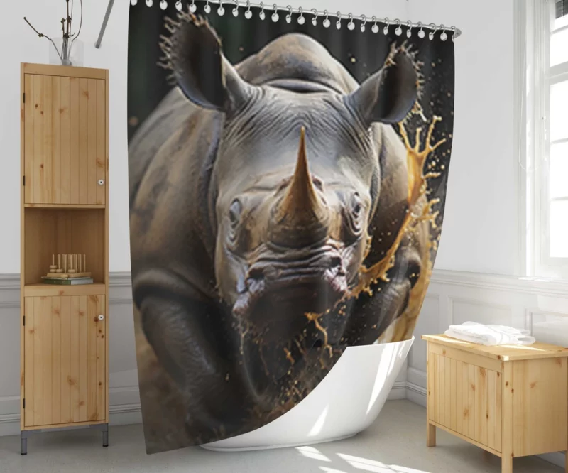 Beautiful Rhino Wallpaper Shower Curtain 1