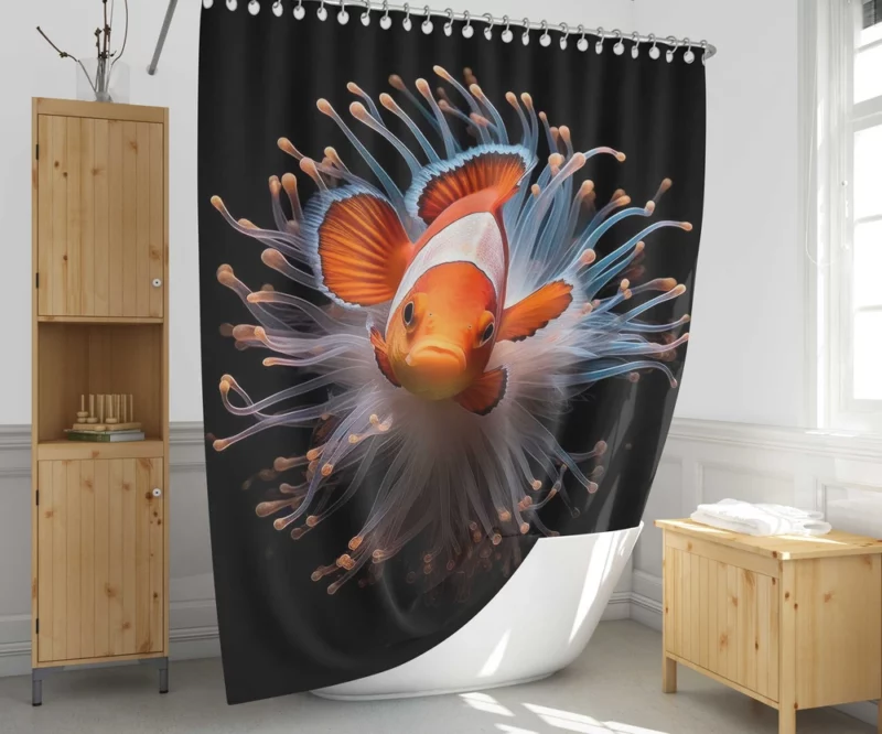 Beautiful Underwater Clownfish Shower Curtain 1