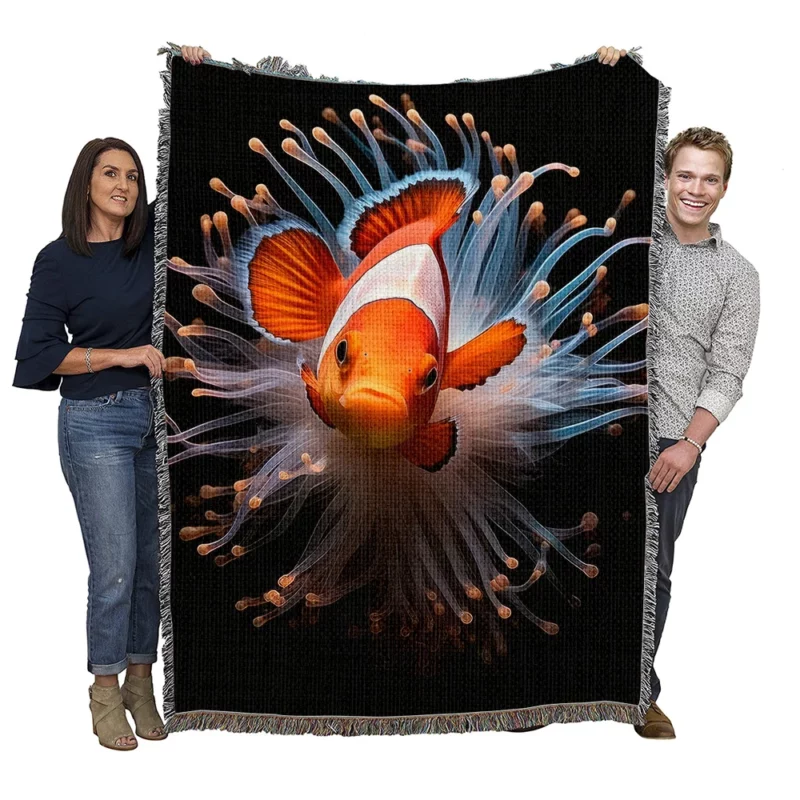 Beautiful Underwater Clownfish Woven Blanket