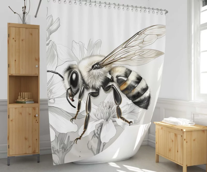 Bee Portrait with Label Shower Curtain 1