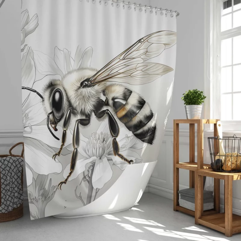 Bee Portrait with Label Shower Curtain