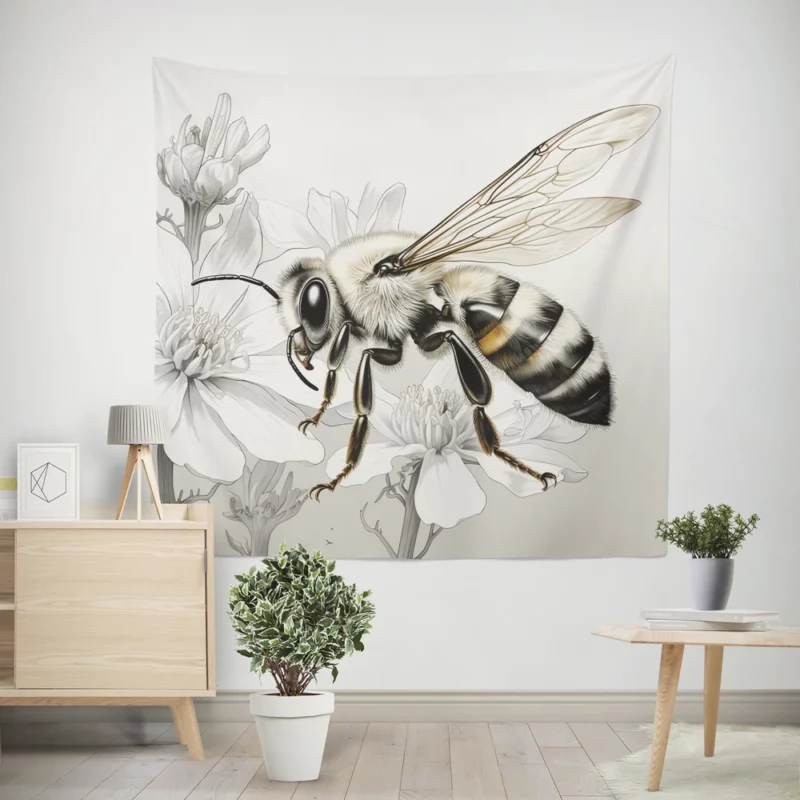 Bee Portrait with Label Wall Tapestry