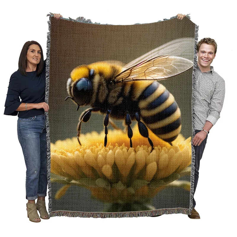 Bee on Dark Background Woven Blanket