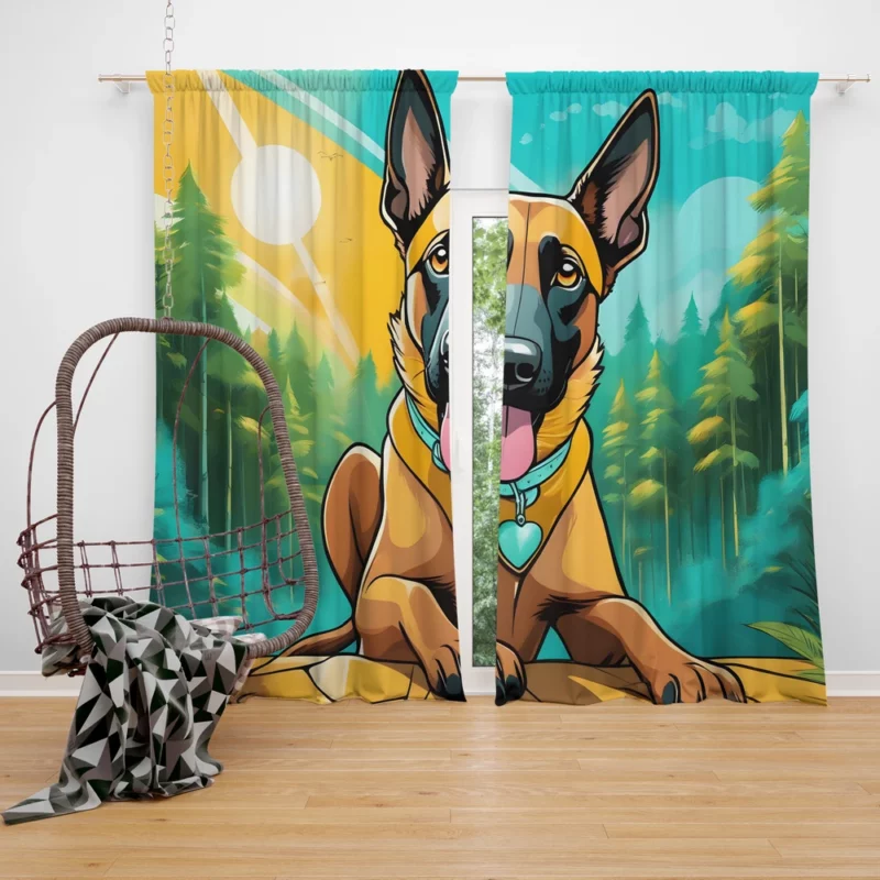 Belgian Cute Dog Malinois Majesty Curtain