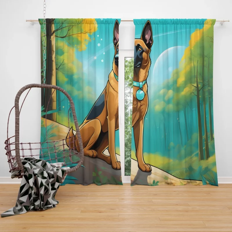 Belgian Malinois Majesty Dog Playful Curtain