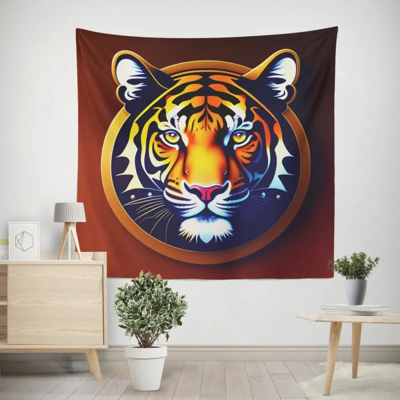 Bengal Tiger Logo Wall Tapestry