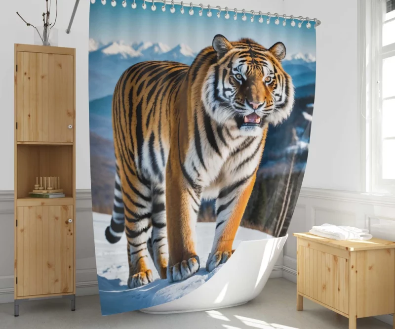 Bengal Tiger Running Through Forest Shower Curtain 1